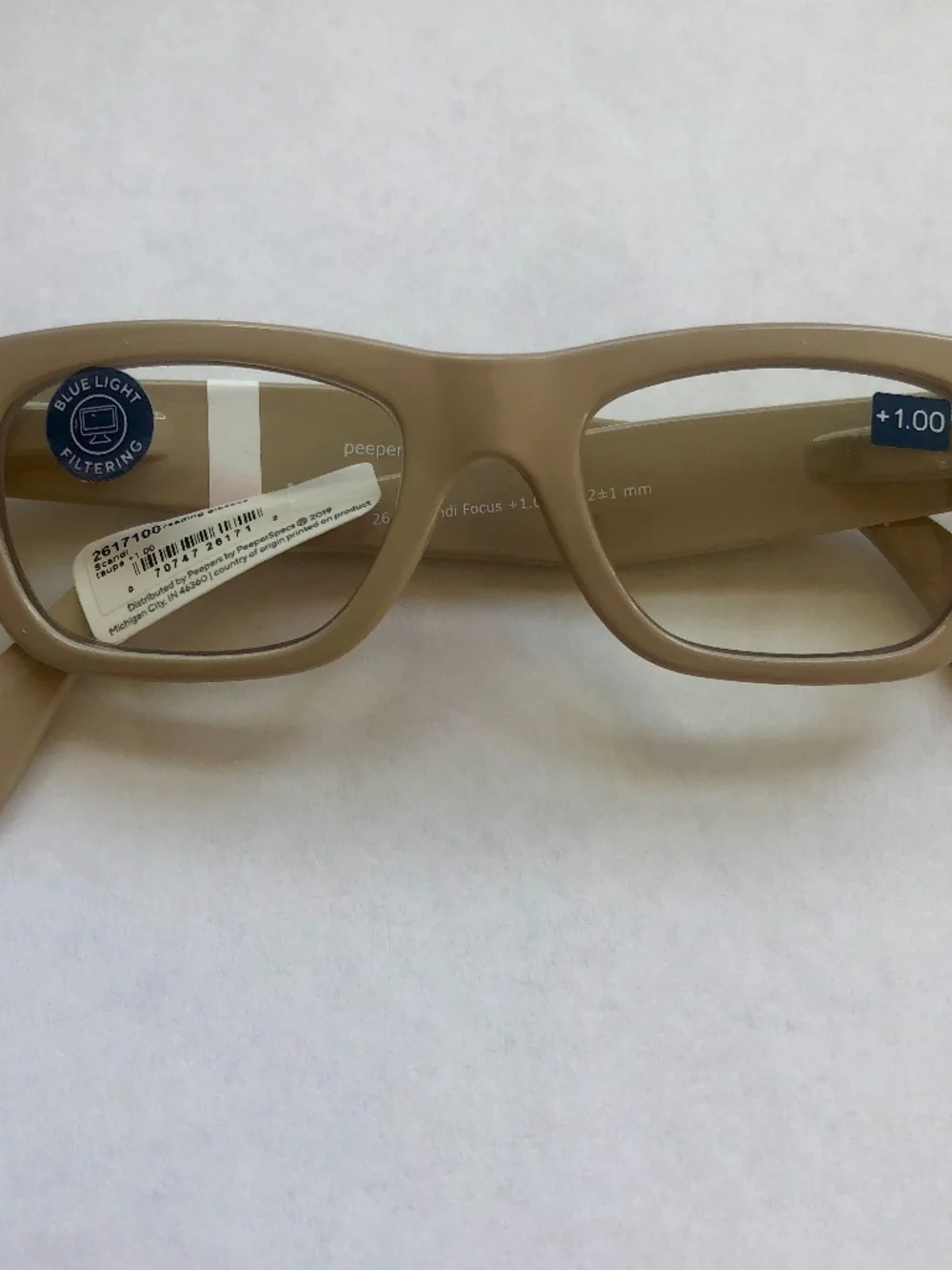 NEW Peepers Taupe Scandi Light Filtering Glasses‎ +1.00
